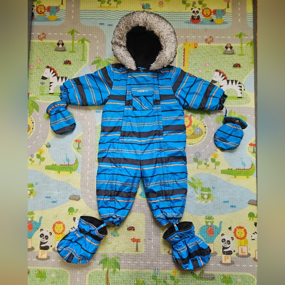 Gusti Kids Blue and Black Striped Footie Suit